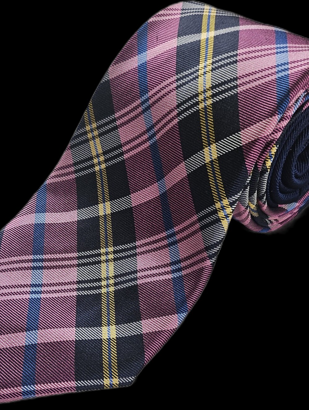 Tommy Hilfiger Plaid Necktie Silk Office Business Wedding Easter Pink Blue 58